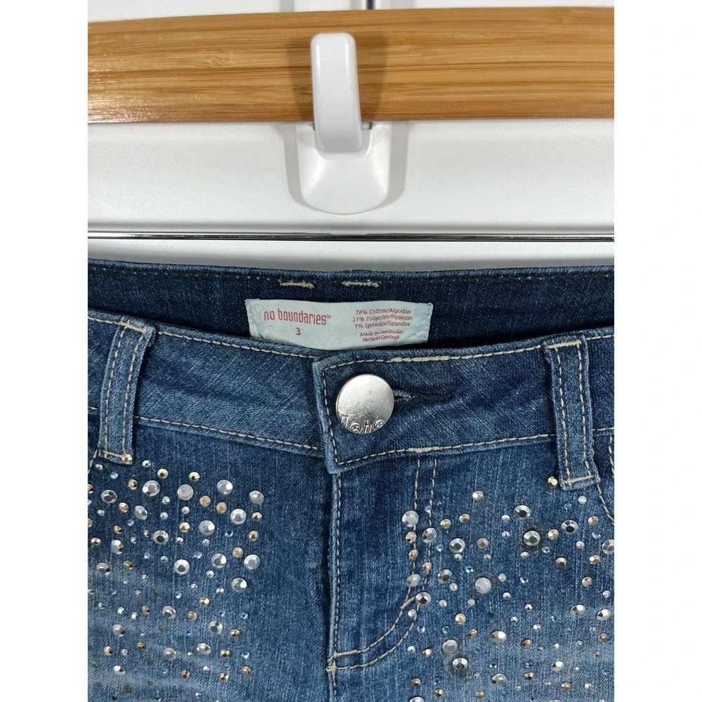 Y2K Micro Mini Low Rise Women Denim Shorts 3 Embellished Sparkle 2000s Soft Girl